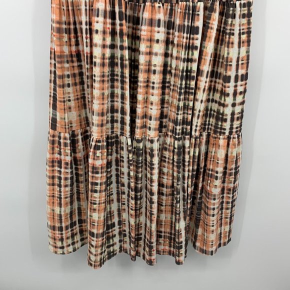 Joie Tobey Dress Multi Plaid Pink Midi Maxi V Neck Cotton 3/4 Sleeve - Picture 16 of 16